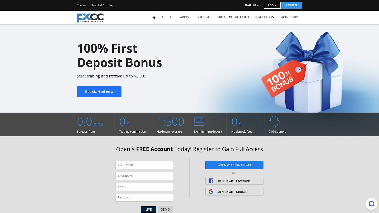 FXCC trading platform